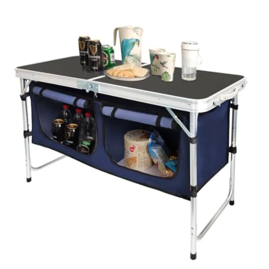 

Складной уличный стол из алюминия, легкий, регулируемый по высоте, с органайзером для хранения, для барбекю, вечеринок и кемпинга