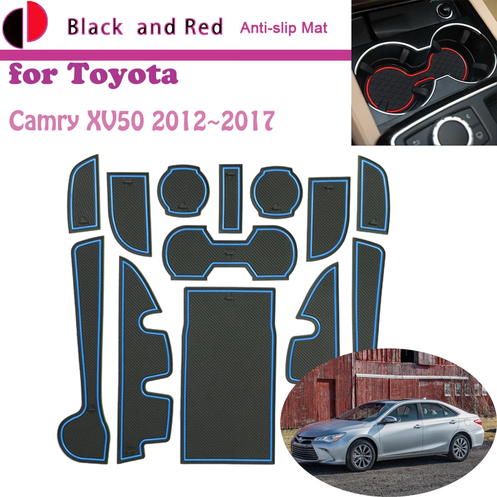 

Rubber Door Groove Mat for Toyota Camry XV50 Altis 2012~2017 Cup Holder Cushion Gate Slot Coaster Dust-proof Inner Sticker Auto