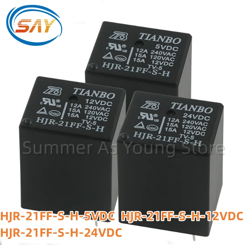 5pcs/lot New TIANBO Relay HJR-21FF-S-H -5VDC HJR-21FF-S-H-12VDC HJR-21FF-S-H-24VDC 4PINS 15A 5V 12V 24V Power Relay