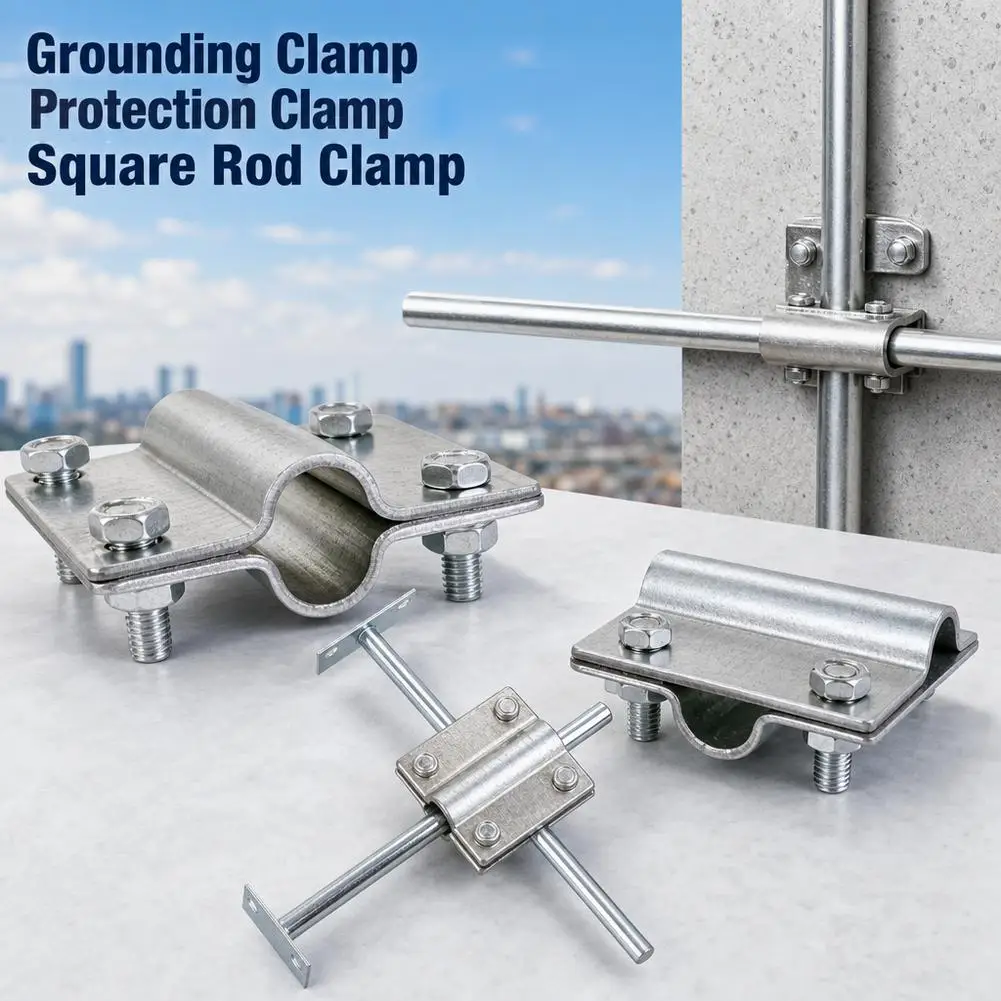 Grounding Clamp Cross Type Lightning Protection Connector Heavy Duty Cable Rod Clip Fixture For Earth Grounding System