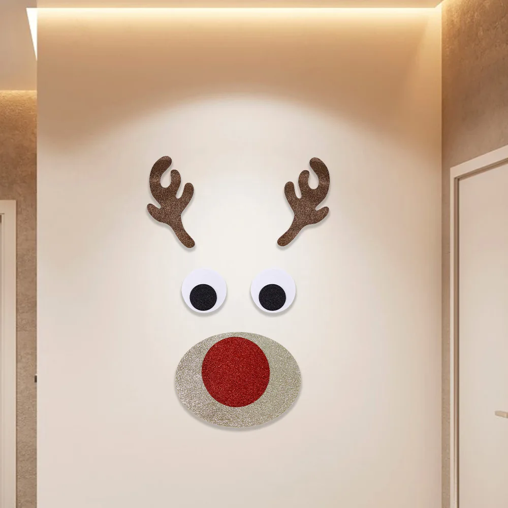 2025 Christmas Front Door Window Stickers Felt Cloth Snowman Santa Claus Elk Wall Sticker Christmas Home Decoration New Year