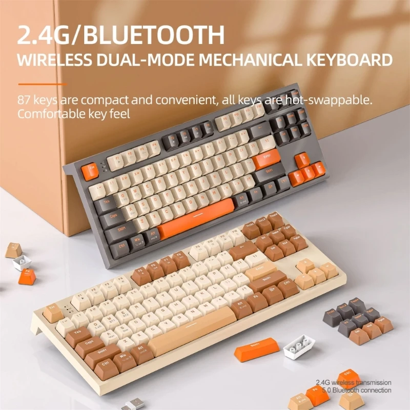 

87 Keys Keyboards Wireless Bluetooth-compatible Mechanical Keyboards PBT Keycap