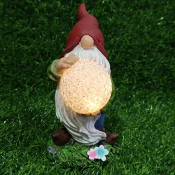 Solar Powered Dwarf Elf Xiaomi Ball Lamp Christmas Resin Craft Decorative Lamp Outdoor Goblin Ornament Landscape Lamp