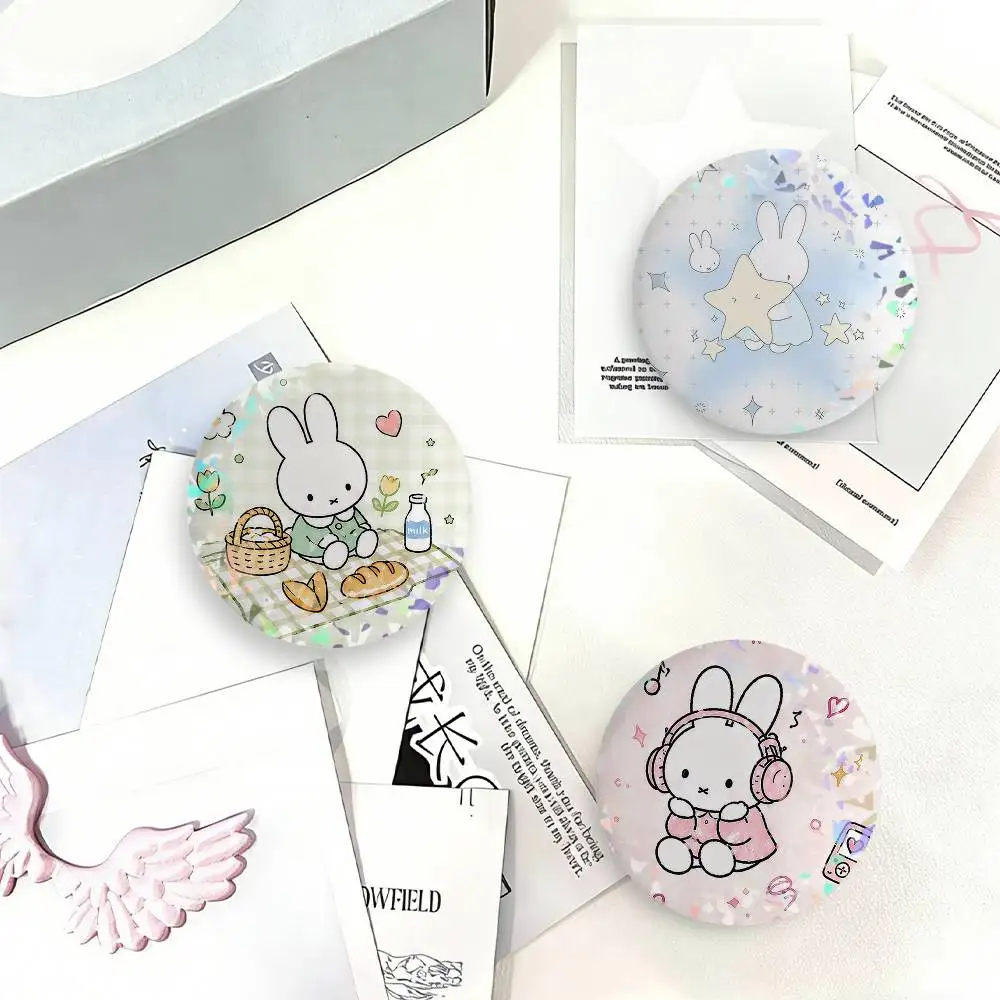 Cute Cartoon M-miffy Laser Badge Clothes Backpacks Hats Accessories Gifts For Children Friends Fans Collectibles