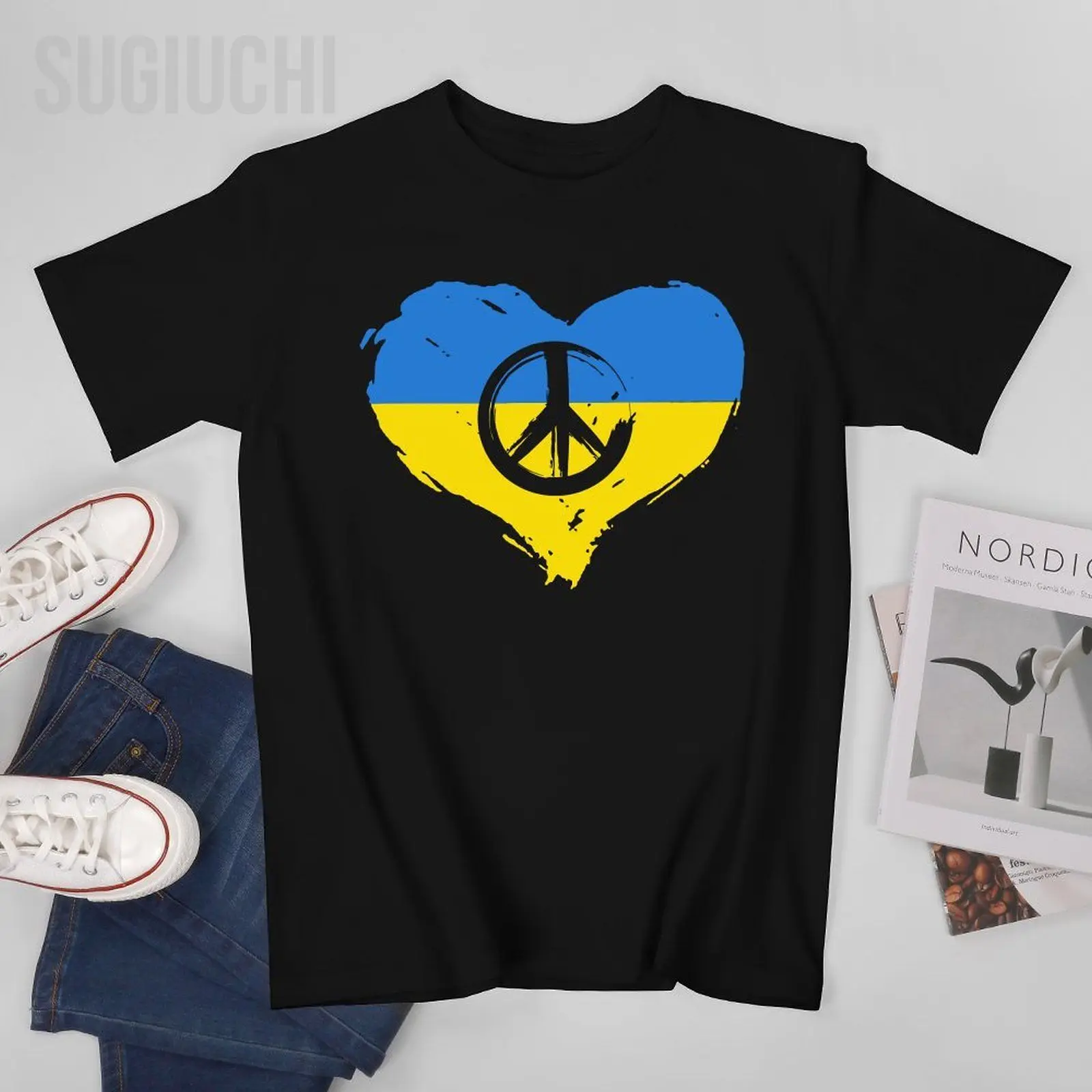 Unisex Men Ukraine Flag Ukrainians Heart Tshirt Tees T Shirts Women Boys 100% Cotton T-Shirt