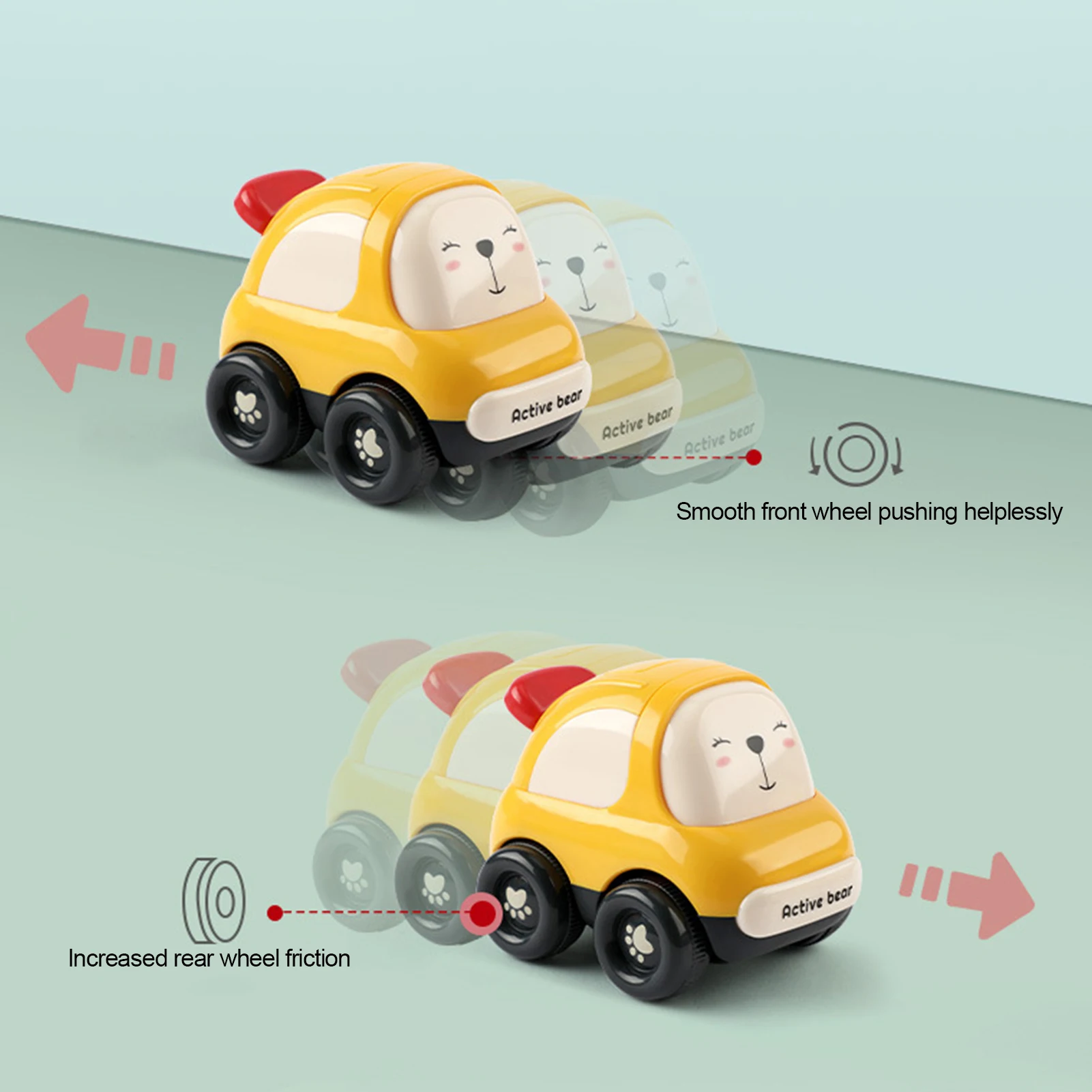 Two-Way Inertia Car Toy Early Educational Friction Powered Cars Toddler Toy Car Model For Boy 1-3 Years Old