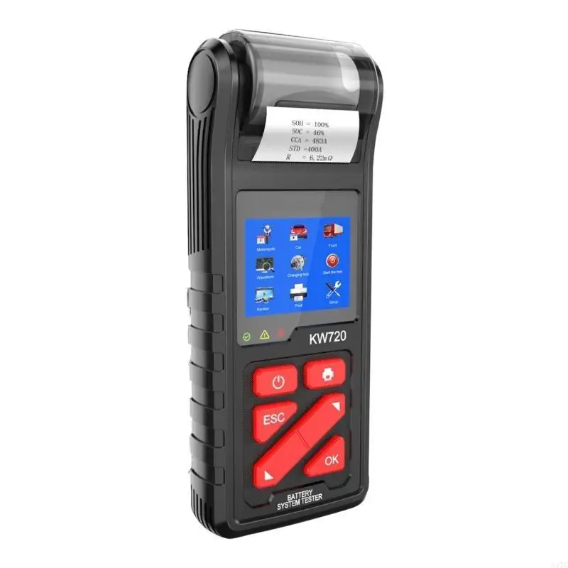 

547C Car Battery Tester 6/12/24V 100 to 2000CCA Cranking Charging Circuts Tester Battery Analyzers Battery Tool with Printer