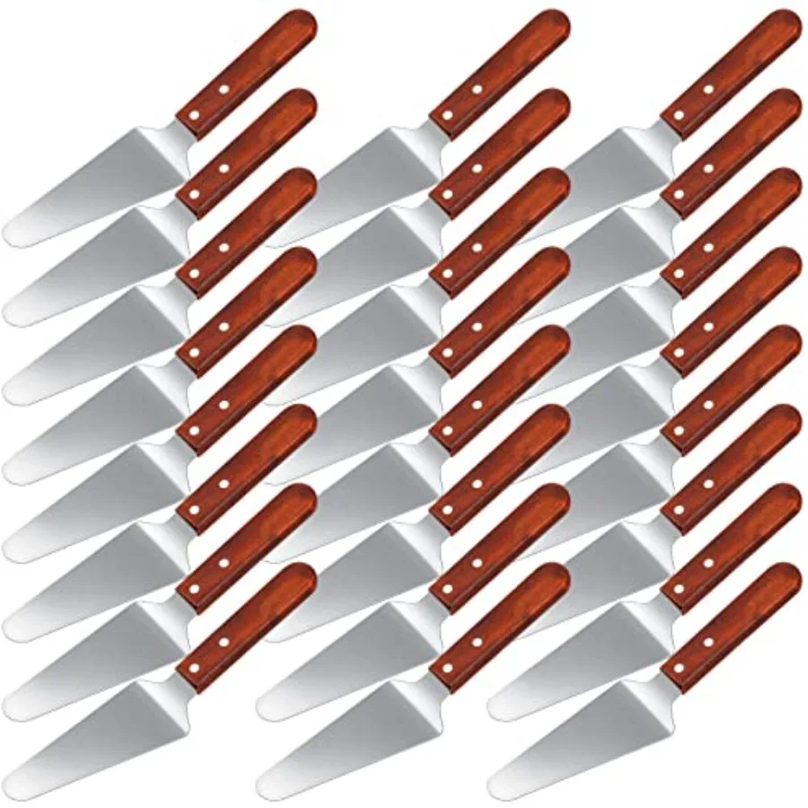 

Набор из 40 лопаток для пиццы и торта из нержавеющей стали с деревянной ручкой, удобные для захвата, для вечеринок, для нарезки пиццы и торта, U-образные ножи-слайсеры