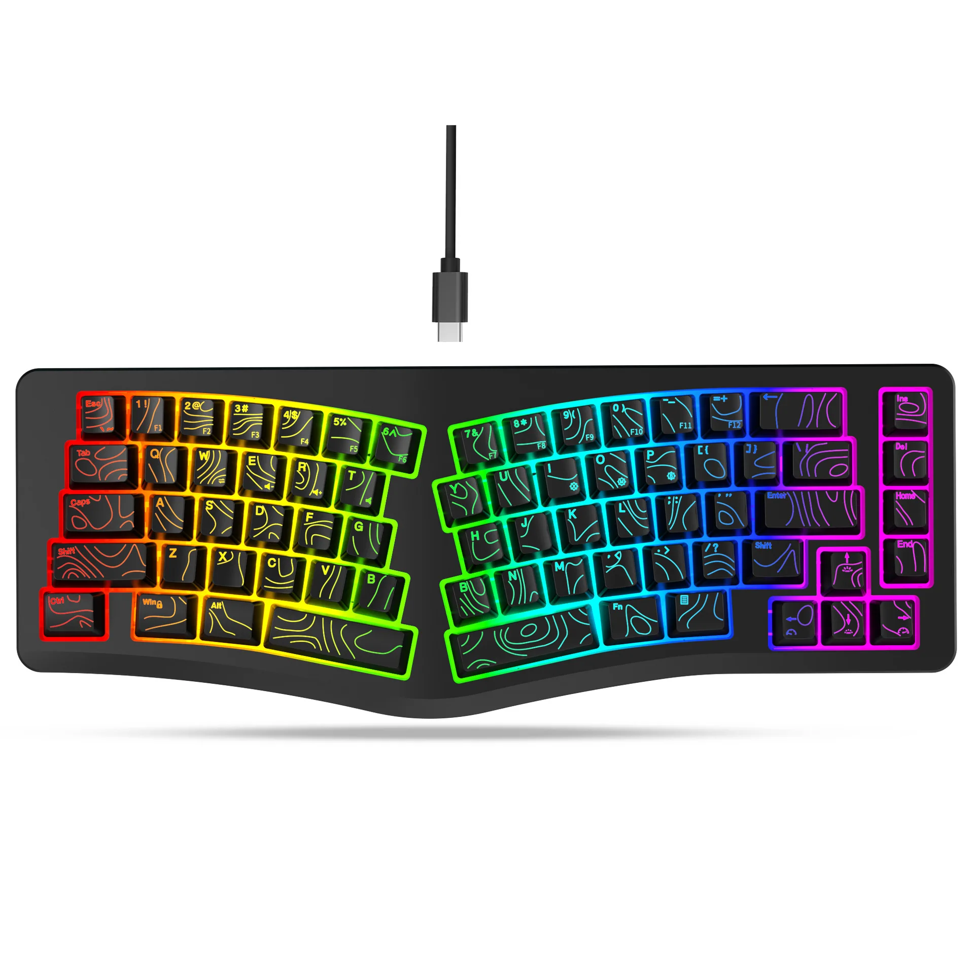 Ergonomic 69-key gaming keyboard mechanical feel RGB computer office keyboard