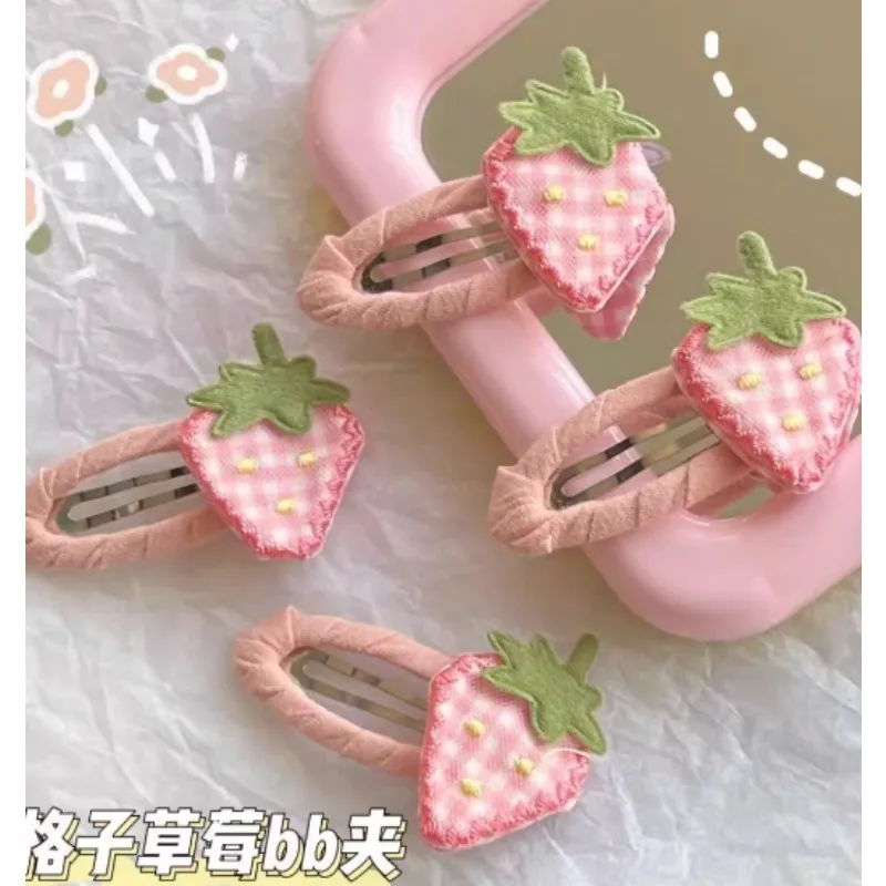 

1pc Girls Cute Pink Strawberry Fabric Hair Clips for baby Children Decorative Hairpins Art Headwear for Kids Accessories