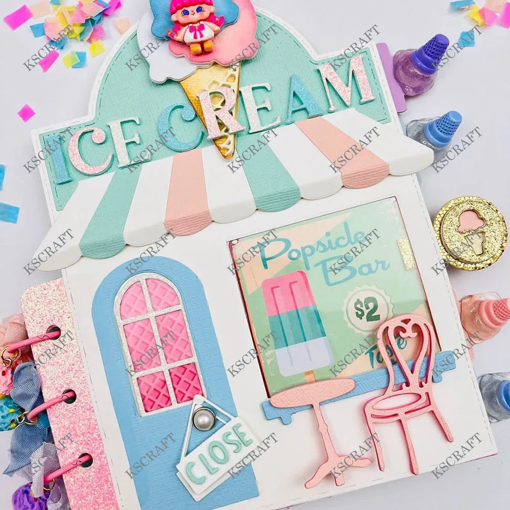 KSCRAFT led krém parlor mini hudební album kov stříhání zemře vzorníky pro DIY scrapbooking dekorační razicí DIY papír karet