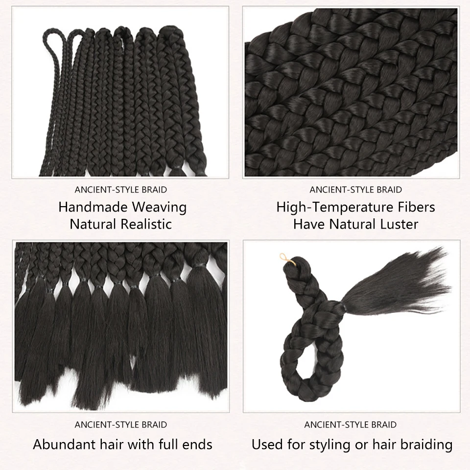 Retro Braiding Hair Extensions Synthetic Braids Hanfu Wig Ancient Style Headband Braid Integrated headband Wig Women