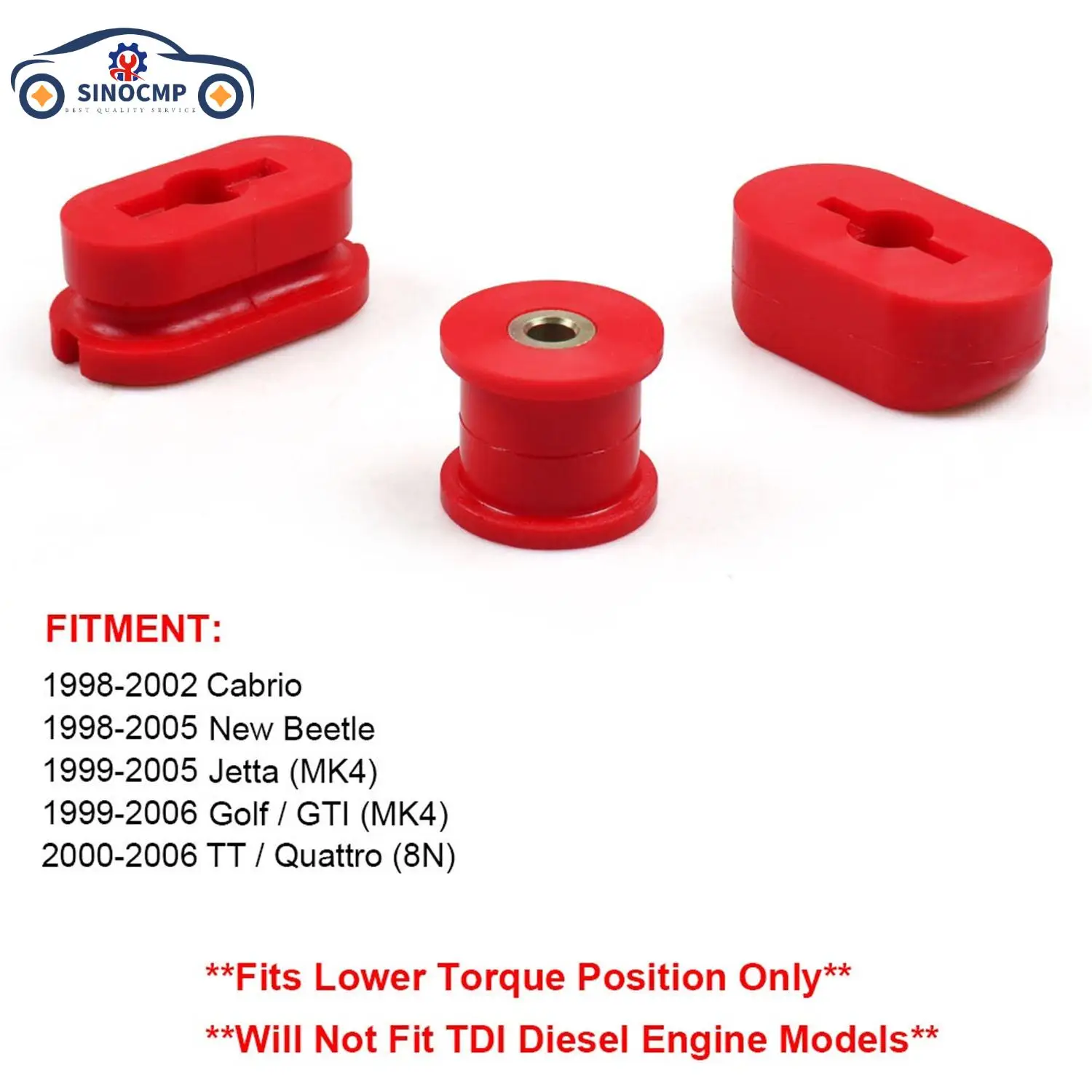 

SINOCMP 1Set Lower Dogbone Engine Mount Bushing Kit Insert For Golf MK4 R32 1999-2006 A3 S3 TT Seat Leno Toledo Octavia