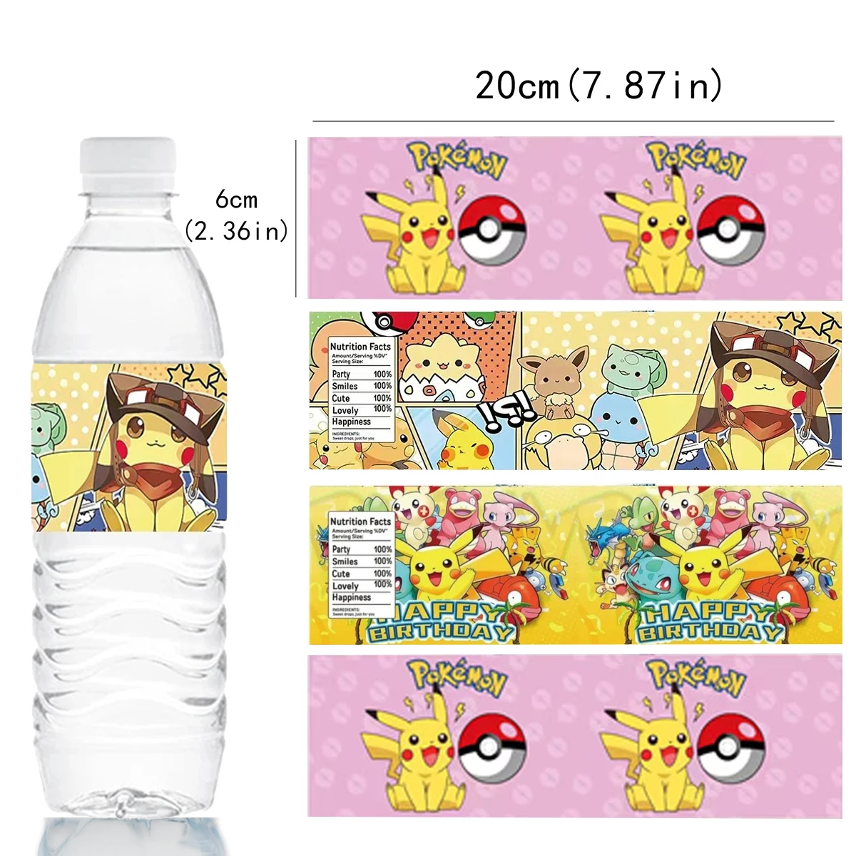 

Pokemon Stickers Water Bottle Stickers Birthday Decoration Pikachu Waterproof Boys Girls Sticker Diy Baby Shower Party Supplies