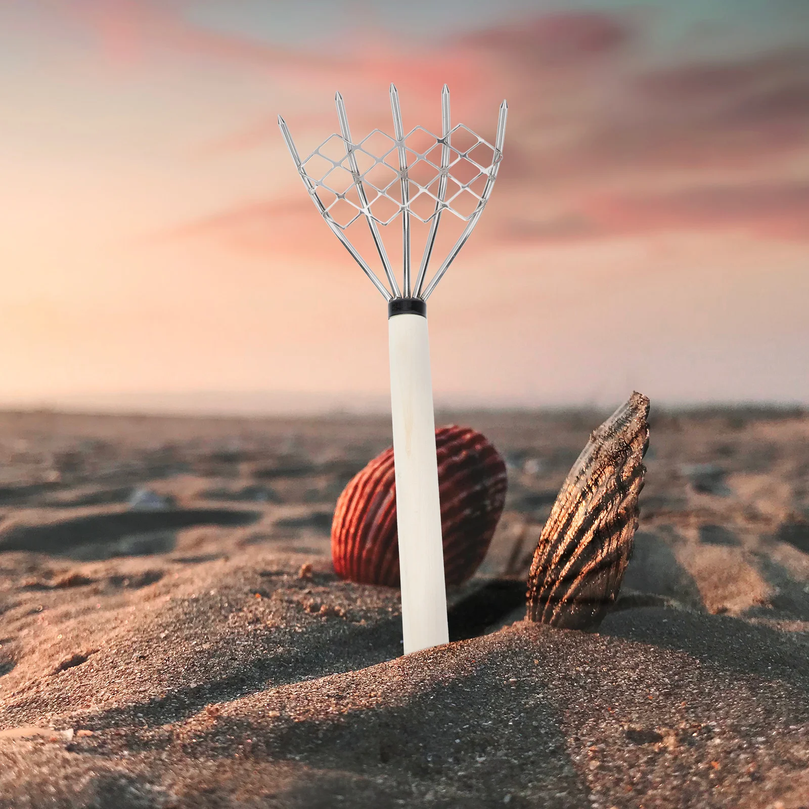 

Stainless Steel Rake 304 Wood H Loosening Soil Spreading Tool Clam Rake Net Digging Seafood Wooden H Rest