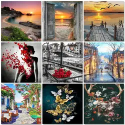 GATYZTORY Painting By Numbers For Adults Acrylic Harbor City Number Painting Canvas Drawing By Numbers Diy With Frame