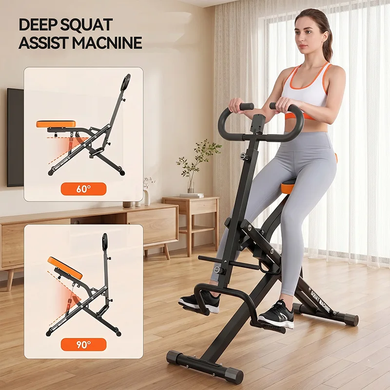 Adjustable Foldable Retractable Metal Squat Assist Riding Chair Home Fitness Training Device