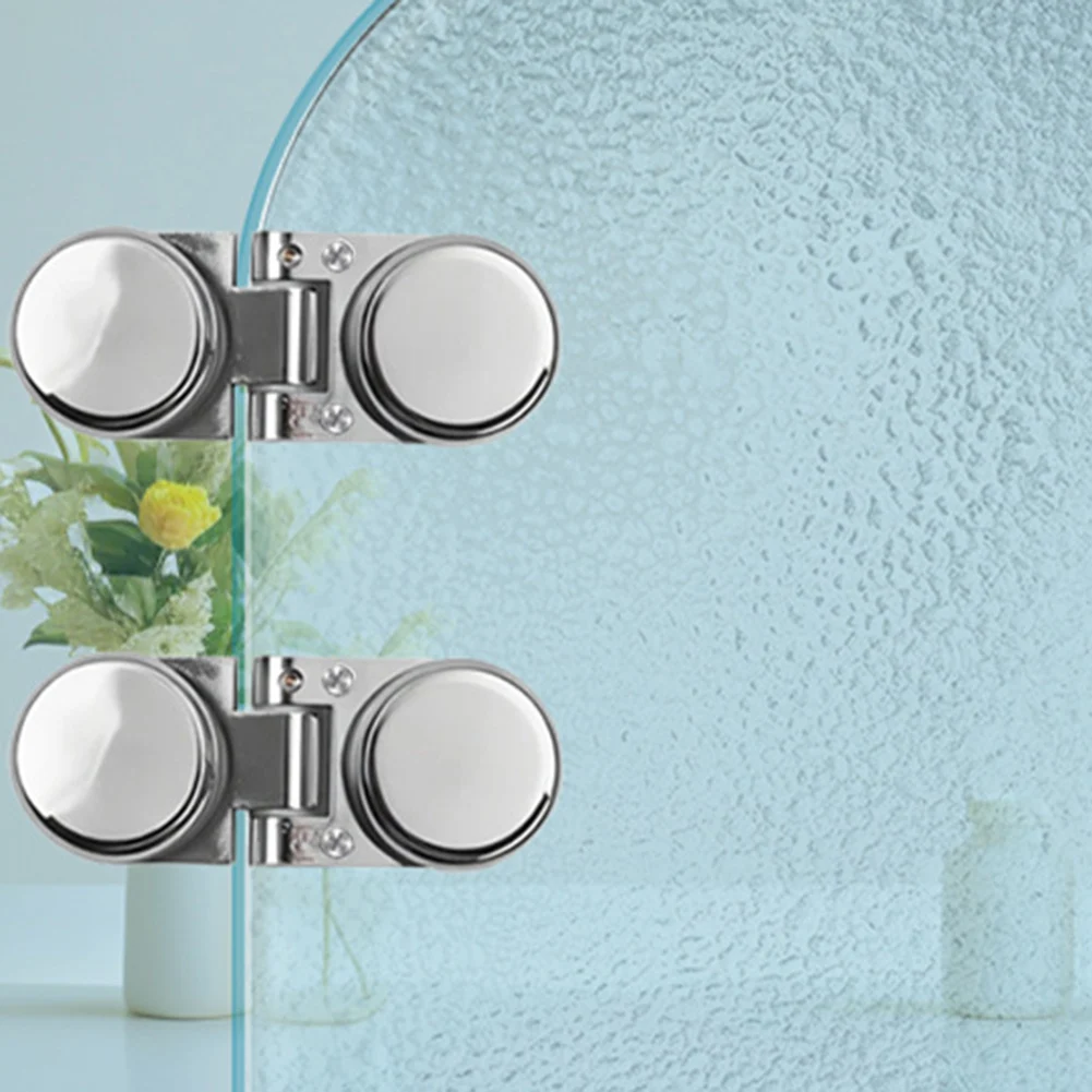 1pc Frameless Glass Door Hinge Zinc Alloy 180-Degree Rotation Hinge For Glass Door Decor Easy Installation