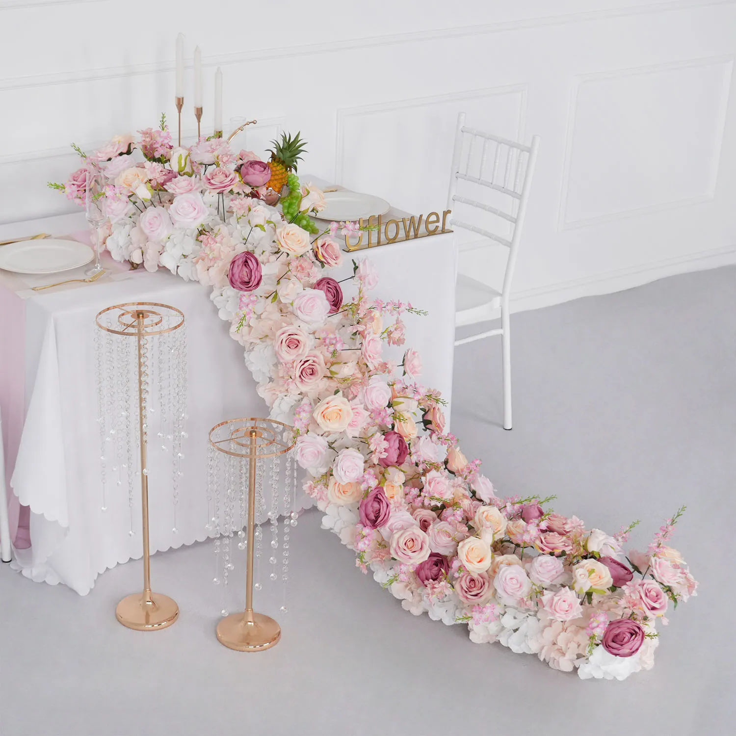 Uflower Luxury Artificial Flower Row Birthday Party Centerpiece Wedding Decoration Flower Backdrop Decor Event Stage Flora - view 2