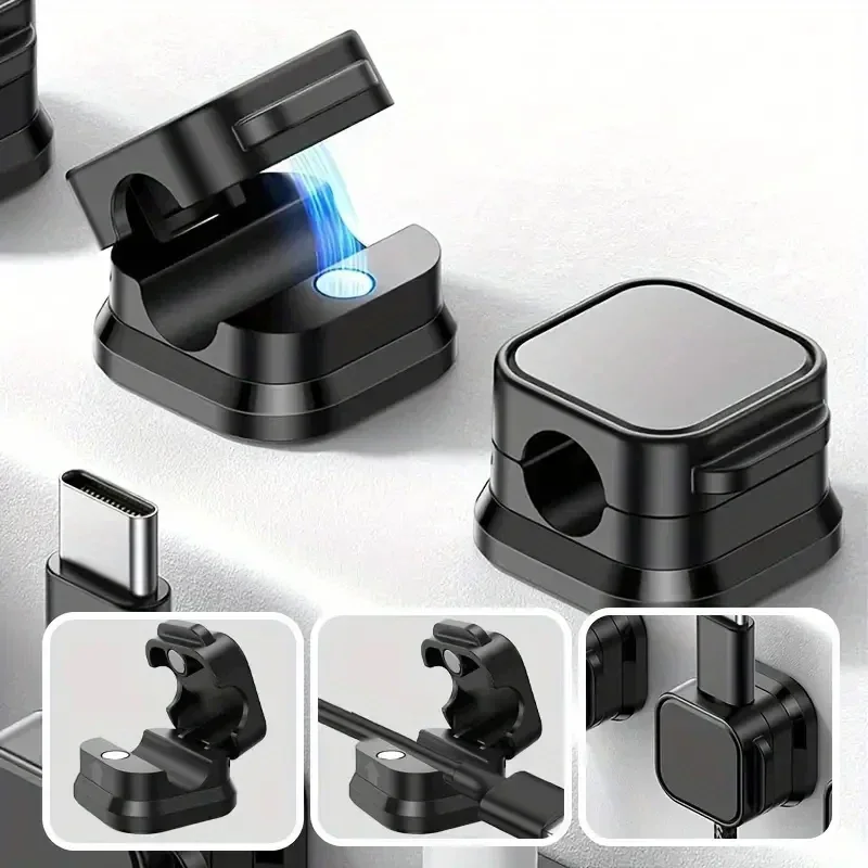 Magnetic Cable Clip Set Magnetic Cable Clips Cable Organiser Adjustable Cord Holder Under Desk Cable Management Holder