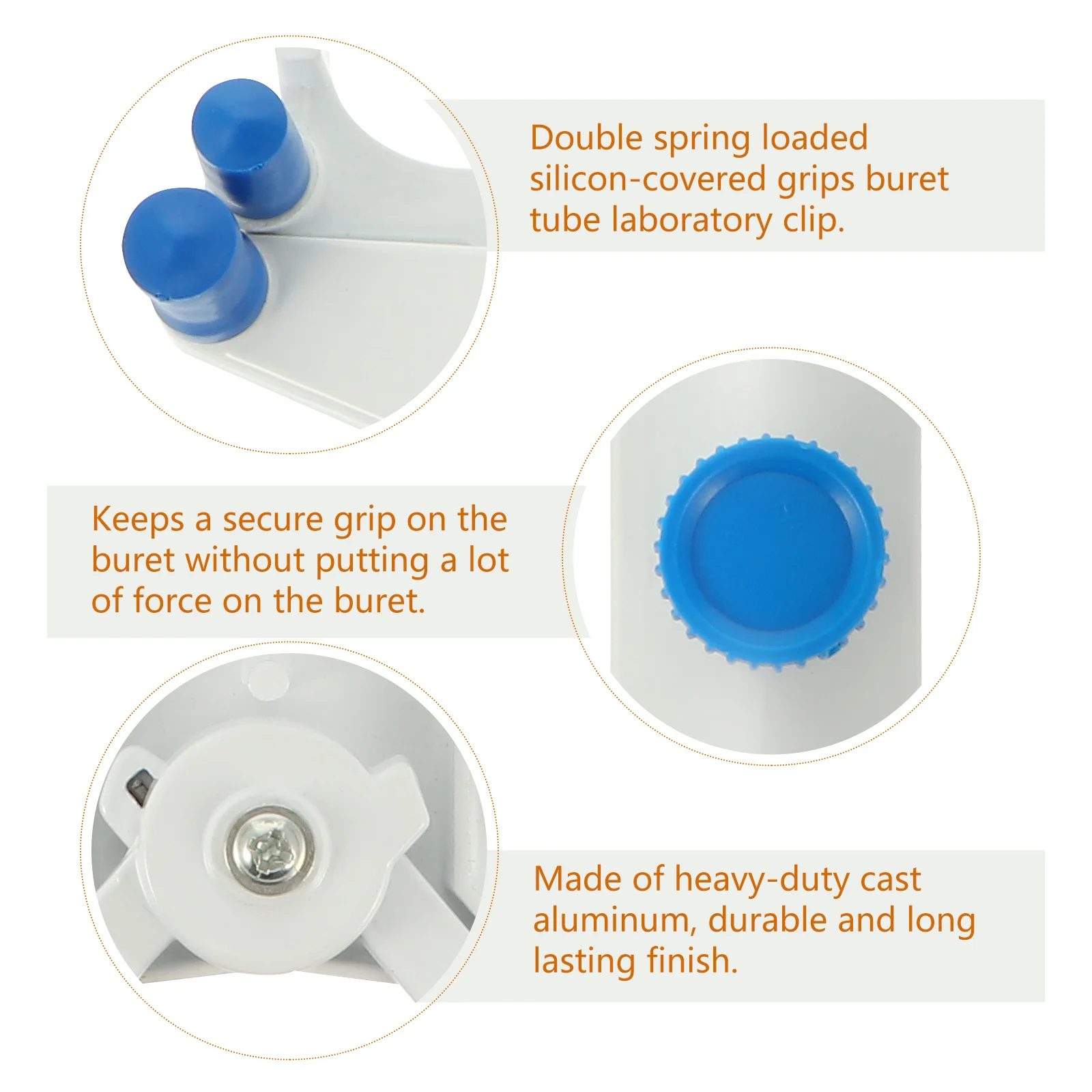 

Double Aluminum Clamp Spring Loaded Silicon Covers for Laboratory Titration Table Buret Tube Clip Double Clamp