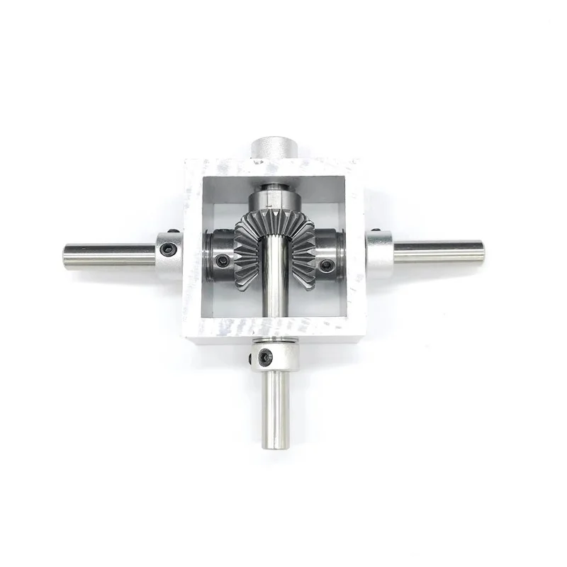90-degree right angle T-shaped umbrella gear angle converter, one input to two output, forward and reverse directional gear box