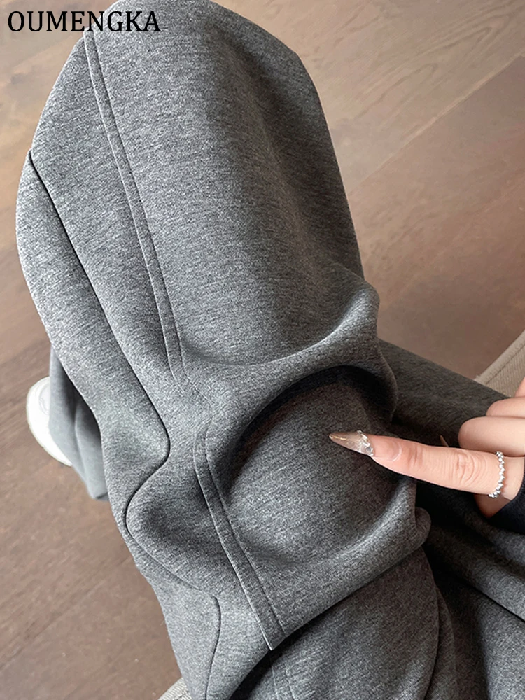 Autumn Women's Gray Sports Pants with Elastic Cotton Jogging Vintage Classic Winter with Velvet Sweatpants for Women Trousers