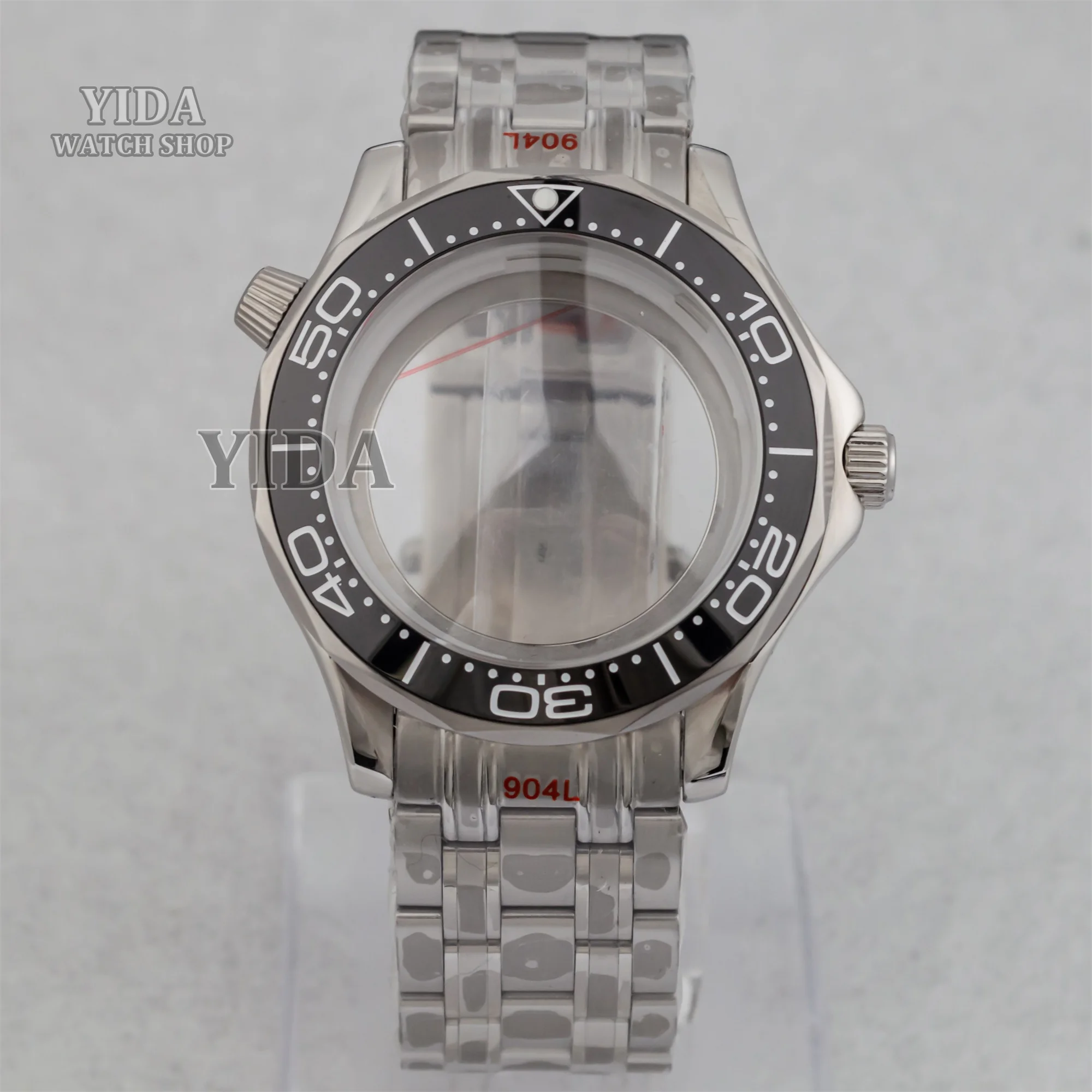 

41mm Watch Case 316L Stainless Steel Watch Strap Sapphire Glass For Seamaster 300 NH35 NH36 Movement Fit 31mm Dial Replacements