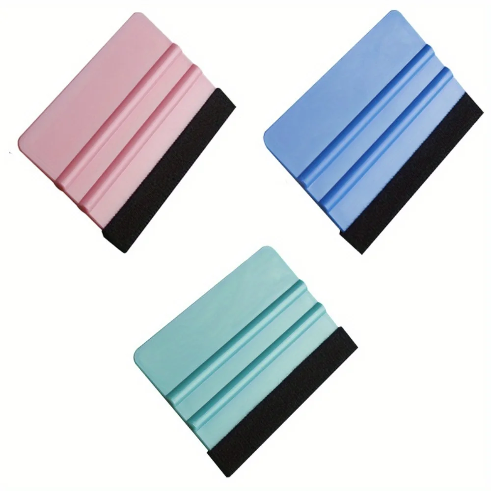 Spatole ergonomiche in feltro da 3 pezzi per la lavorazione del vinile - Strumenti di applicazione viola e verde acqua, durevoli e senza striscia