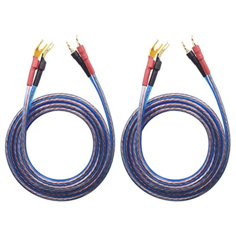 

YB-H 1pair Set 4 Spade Plug and 4 Pin Plug HiFi OFC Speaker Wire, Spade Plug to Pin Type Plug. YB-H (1.5M(4.92ft