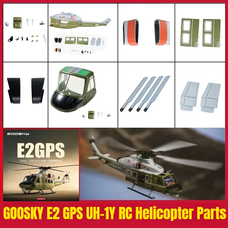 GOOSKY E2 GPS UH-1Y RC Helicopter Spare Part Shell Nose Cover Fuselage Wing Exhaust Port Intake Port Landing Gear Hatch Assembly