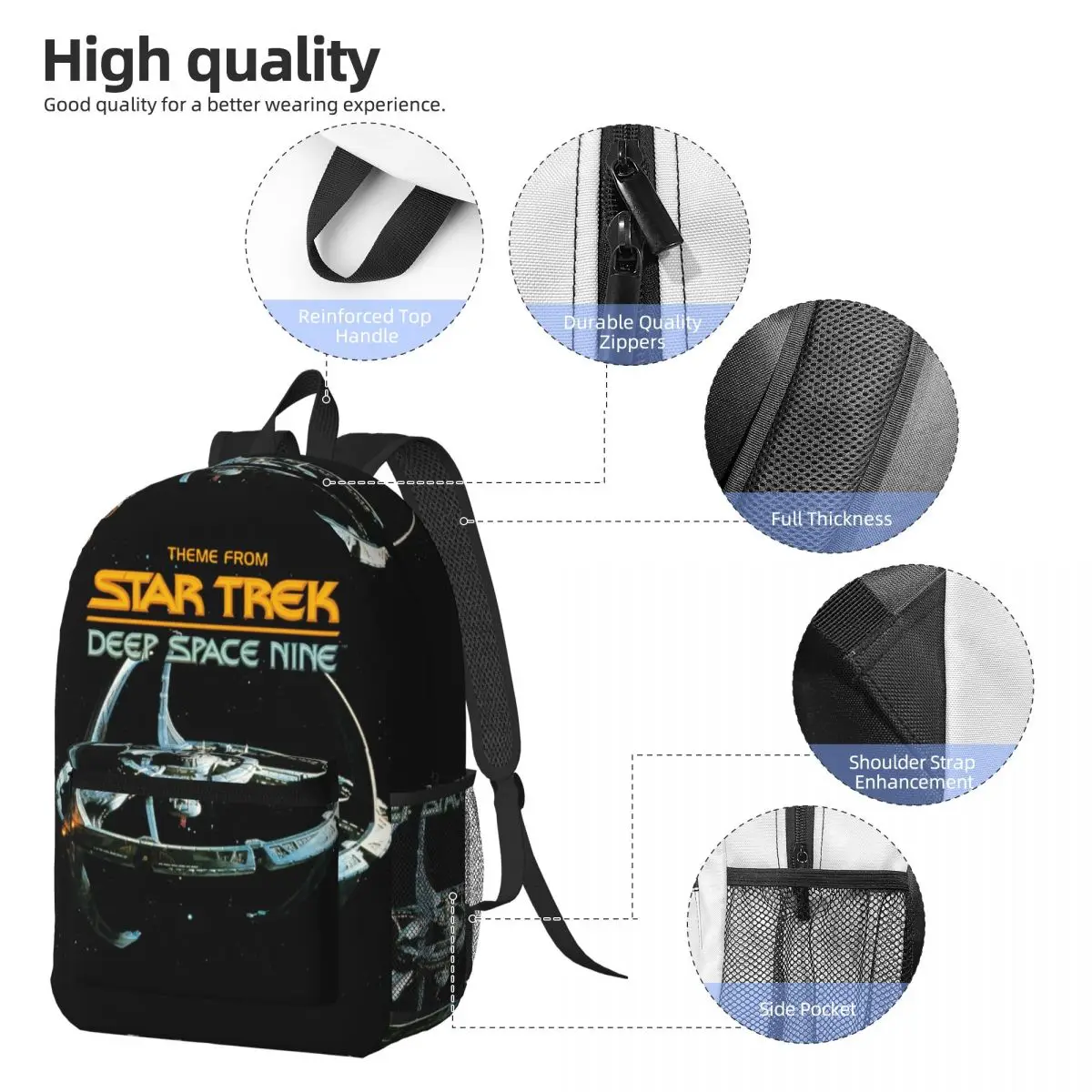 Stars Treks Deep Space Nine Space Station Backpack Boys Girls BookBag Children School Bag Computer Shoulder Bags for Men Women