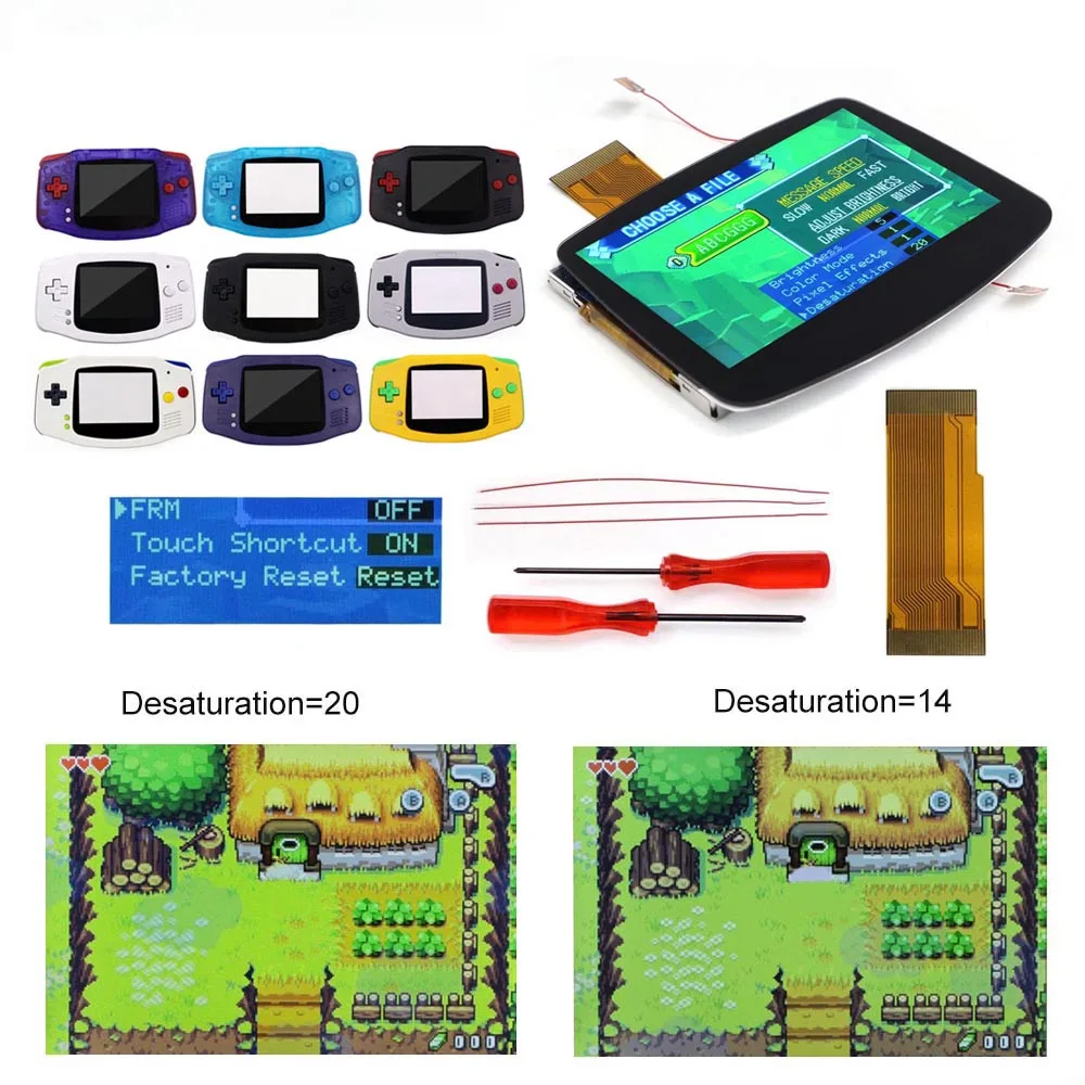 3.0 inch V5 IPS Laminated Screen For GBA Highlight Brightness LCD W/Customized Housing Shell built-in OSD Menu Easy to Install