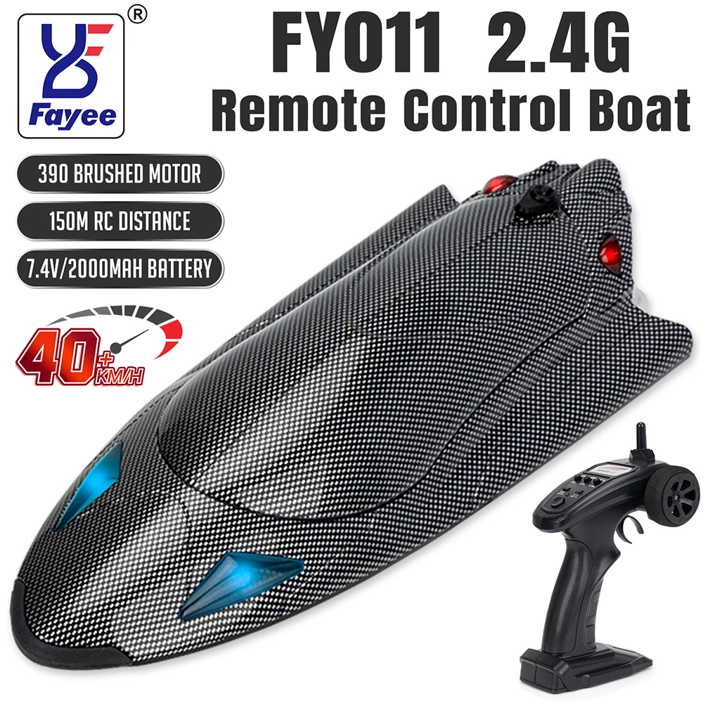 FAYEE FY011 2.4G High Speed Turbojet Speedboat 40KM/h 120-150M RC Distance 7.4V 2000mAh 390 Brushed RC Boat For Kids Adult Gifts