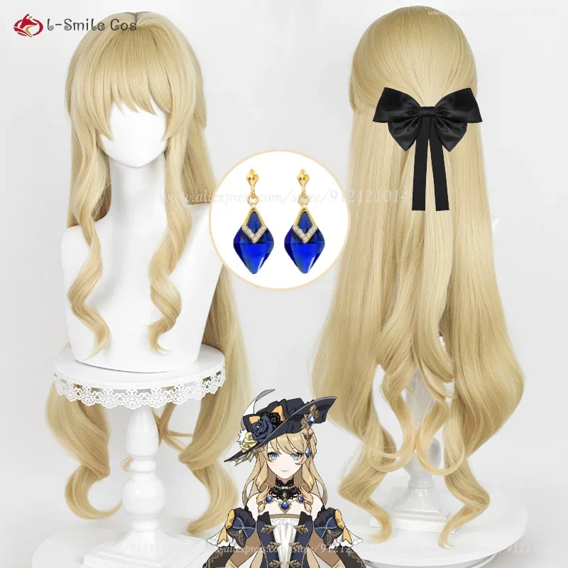 

Fontaine Navia Cosplay Wig 95cm Linen Golden Cruly Wigs For Women Cosplay Anime Wig Heat Resistant Synthetic Hair Halloween