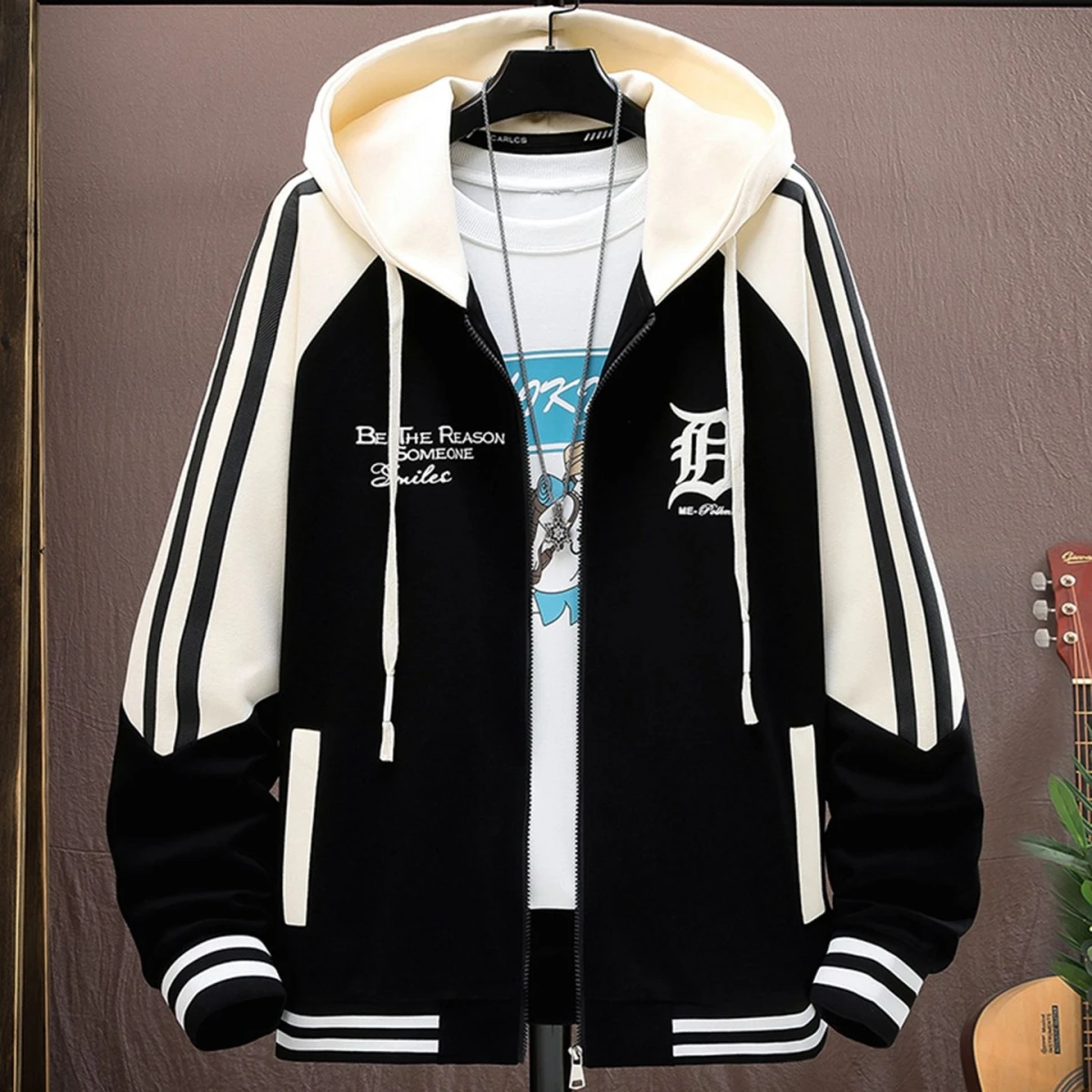 

Original Quali 96032 Bla Beige 40m to 3XL Net Picture Jaet Loose Fit Zipper Decoration Iron-Free Polyester Casual Outer...