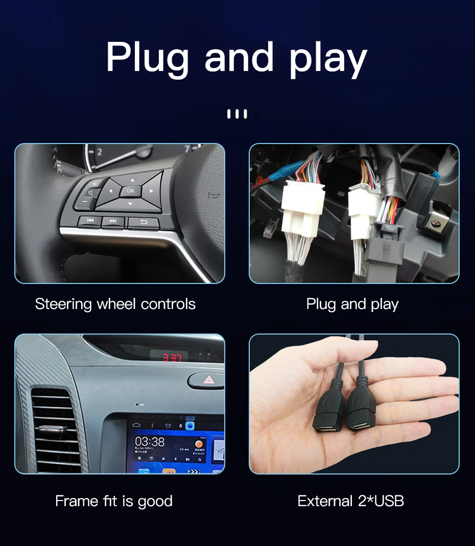 2Din Android Car Stereo Radio For Honda Fit Jazz City 2001-2008 Multimedia Player Navigation GPS Carplay Auto No DVD With Screen