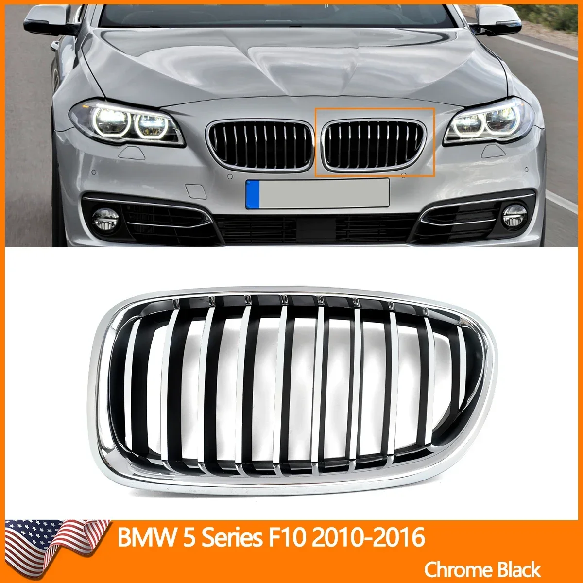 

Driver Left Side Front Bumper Grille Kidney Grill For BMW 5 Series F10 2010-2016 Auto Accessories 51137412323