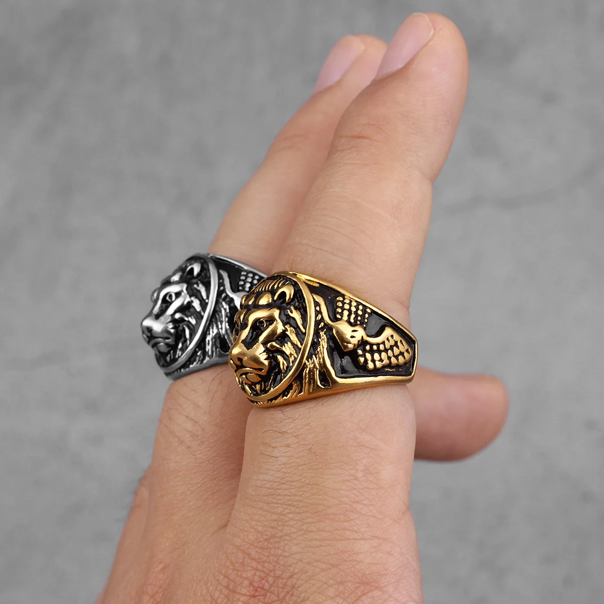 Animal Tiger Domineering Men Rings Punk Hip Hop Personality for Boyfriend Male Stainless Steel Jewelry Creativity Gift Wholesale