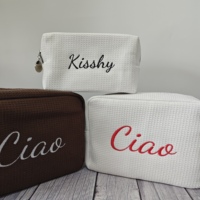 Custom Makeup Bag Gift For Girls 2025 Waffle Travel Storage Large Capacity Toilet Bag Personalized Name For Bridesmaid Presents