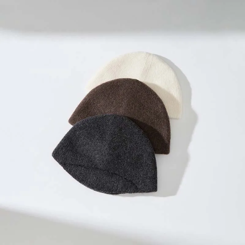 ピュアウールキャップビーニーハット女性ファッションニットボンネット冬