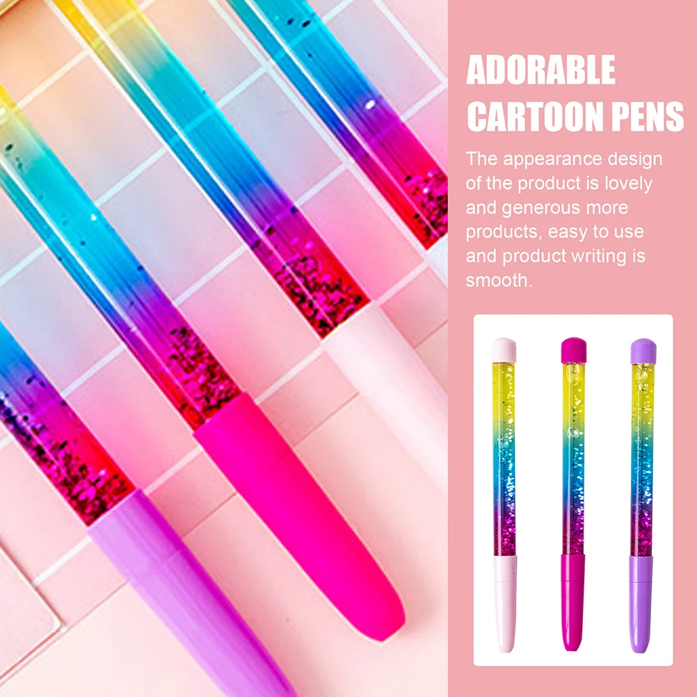 8Pcs Colorful Quicksand Pens Exquisite Workmanship Smooth Writing Pens for Kids Friends Personal Collection and Perform Supplies