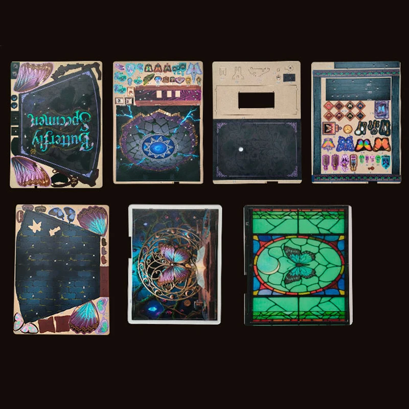 DIY 木製ミニチュア組み立てキット バタフライコレクションルーム ドールハウス 家具付き ライト付き カサ 友達への誕生日プレゼント