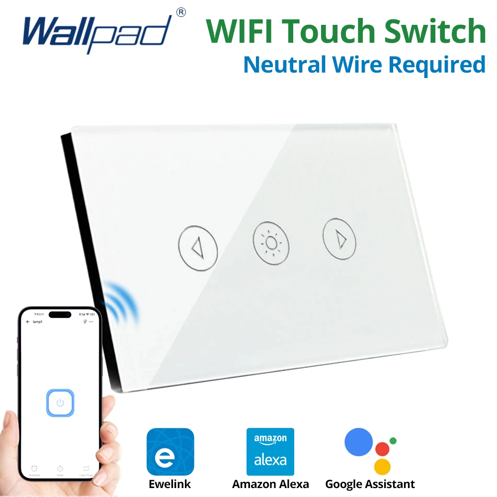 Wallpad Dimmer Wifi Touch Switch US Smart Home Switches Ewelink App Works With Google Home Alexa Voice Control 500W AC90-250V