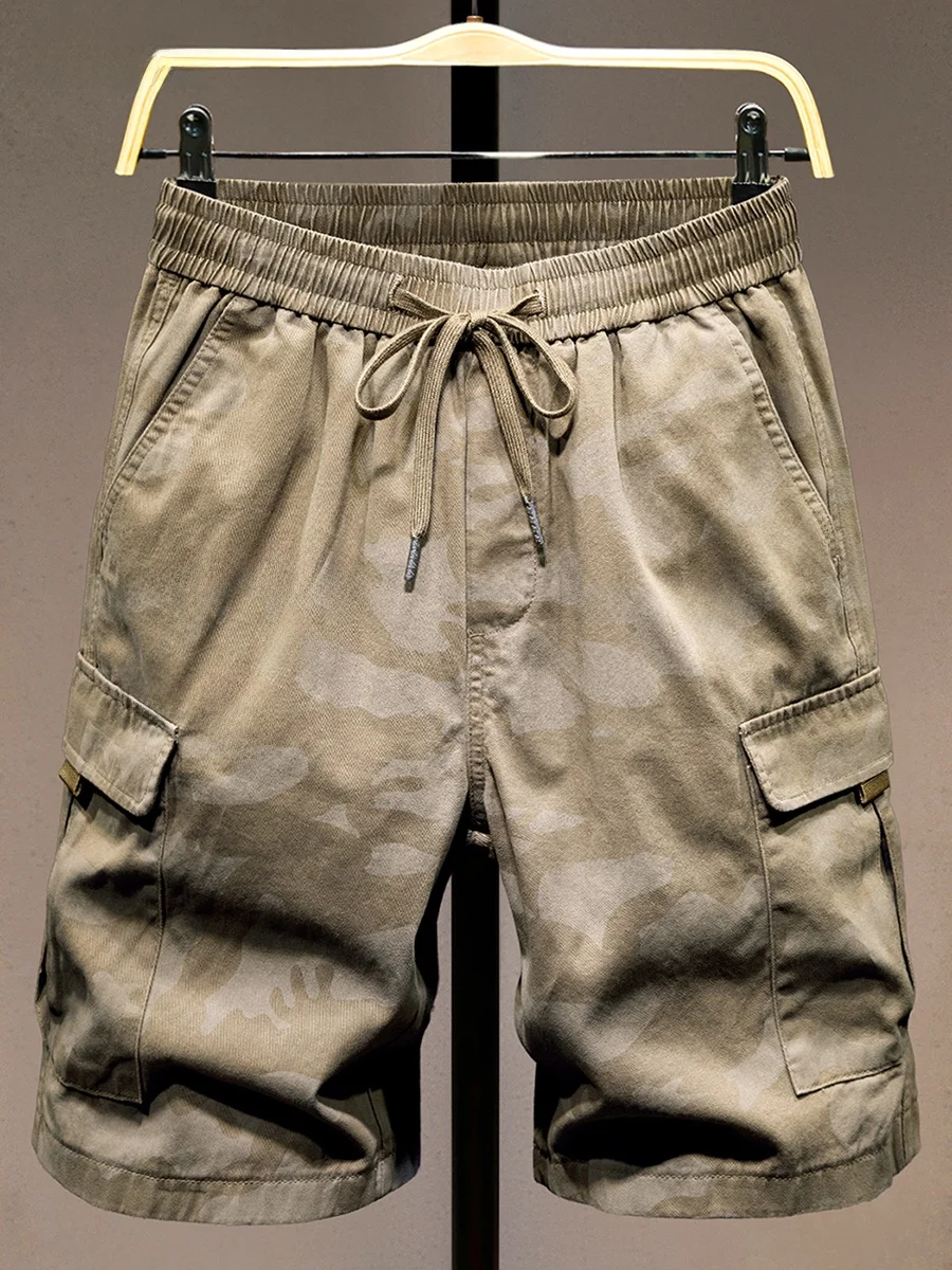

American Workwear Camouflage orts Men's Summer Faion Multi-ket Casual Mid-Length Youth Trendy Loose Five-Quarter Pants