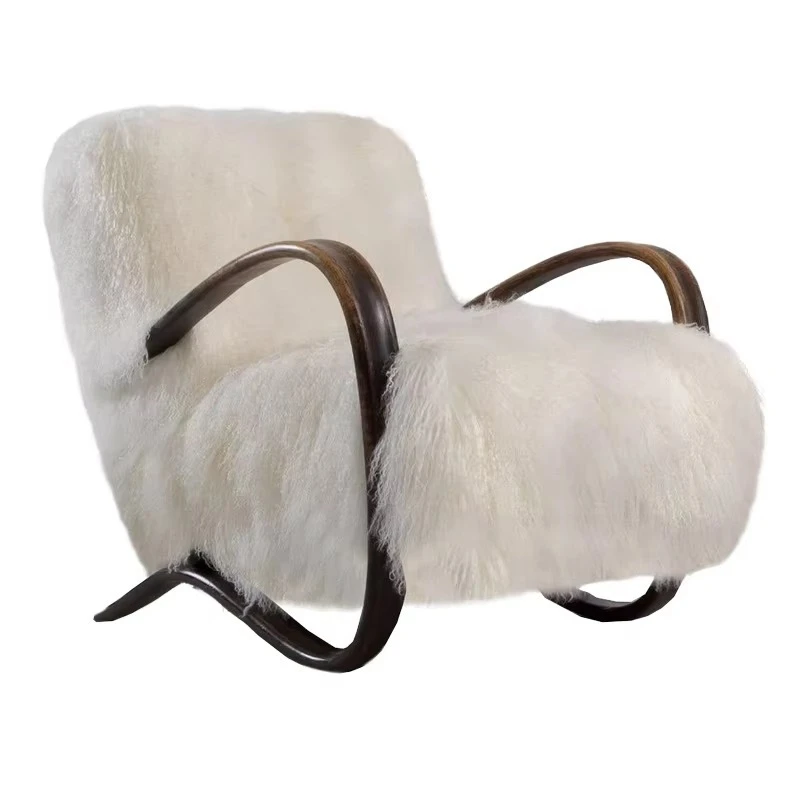 Lamb Fleece Lounge Chair Living Room Single Sofa Modern Lounge Chair Villa Apartment