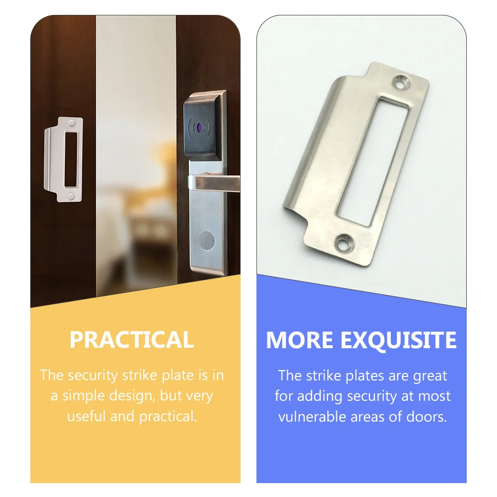 

8 Pcs Stainless Steel Door Strike Plates Security Reinforcement Guide Sheet Silver Door Security Device Guard Plate Easy
