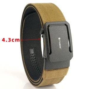 TUSHI Brand 4.3CM Wide double-layer reinforced automatic buckle training quick hanging pistol belt Mens nylon outdoor leisure
