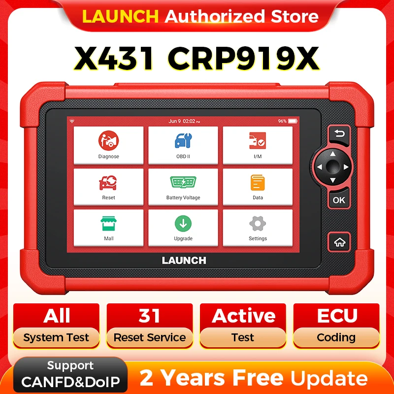 LAUNCH X431 CRP919XV2 OBD2 Scanner Automotive Diagnostic Tools Car CANFD DOIP ECU Coding OBDII Professional Free Shpping