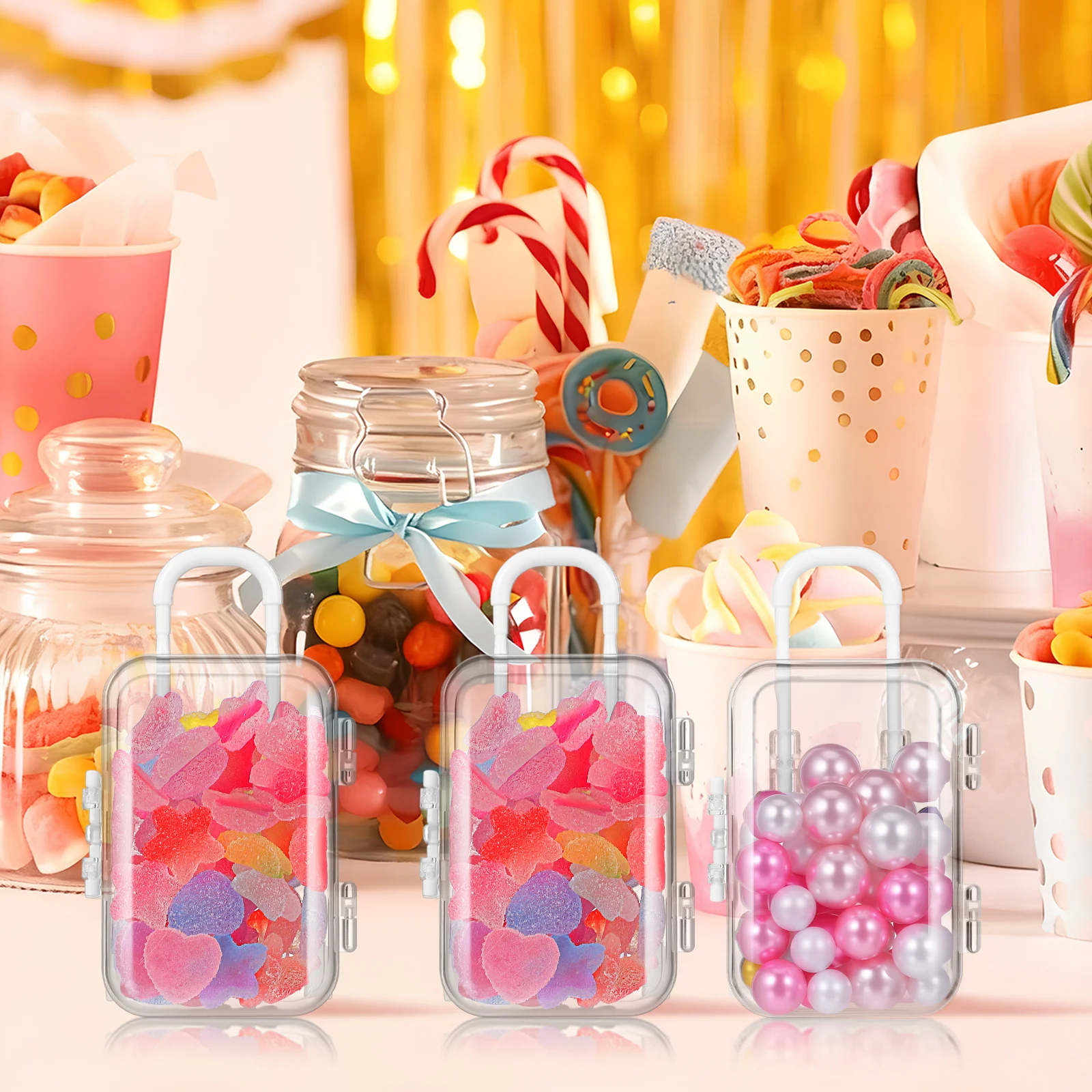 

12Pcs Mini Suitcase Candy Boxes Gift Box for Wedding Travel Themed Favor Party Decorations Mini Suitcase Favor Box